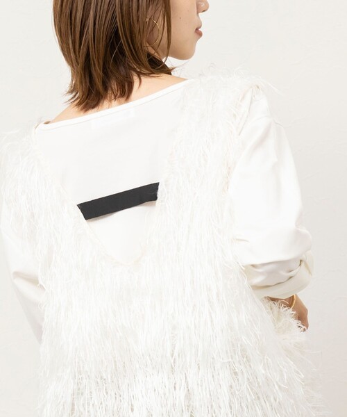 NOLLEY’S(ノーリーズ)の「【WEB限定】ウォッシャブルシアーフェザータンク(シャツ/ブラウス・レディース・ブラック/オフホワイト・FREE)」の10枚目の写真