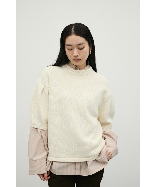 STYLEMIXER(スタイルミキサー)の「フォルムスリーブミドルニット(ニット/セーター・レディース・ミント/アイボリー/ネイビー・FREE)」の18枚目の写真