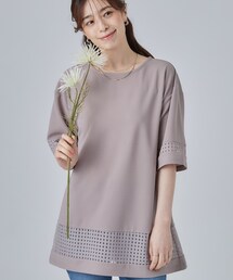 【S-LL】上品に体型カバー 大人のシアーチェックチュニック