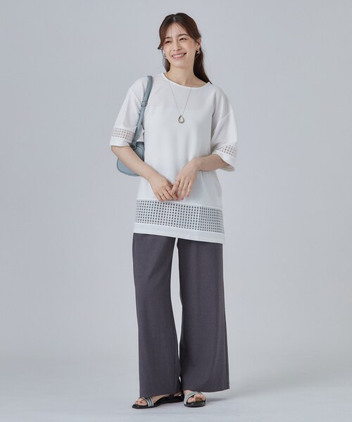SHOO・LA・RUE(シューラルー)の「【S-LL/洗濯機可】上品に体型カバー 大人のチェックチュニック(チュニック・レディース・ナチュラル/オフホワイト/ネイビー・01/02/03/04)」の15枚目の写真