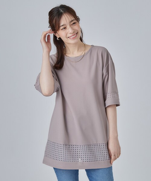 SHOO・LA・RUE(シューラルー)の「【S-LL/洗濯機可】上品に体型カバー 大人のチェックチュニック(チュニック・レディース・ナチュラル/オフホワイト/ネイビー・01/02/03/04)」の17枚目の写真
