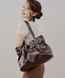ギャザーデザインベルトトートバッグ