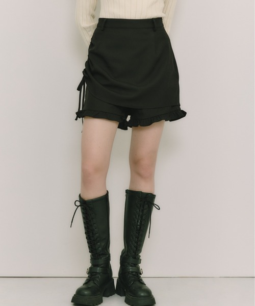 idem(イデム)の「layered frill mini pants / 巻きスカート風ショートパンツ(その他パンツ・レディース・その他/グレー/ブラック・FREE)」の11枚目の写真