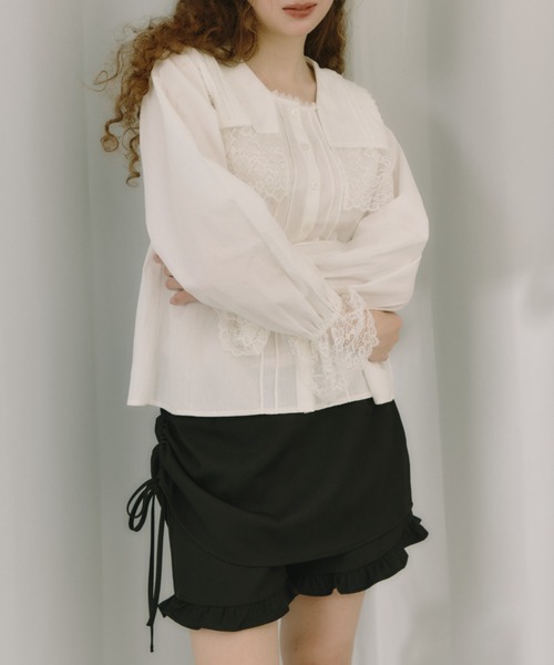idem(イデム)の「layered frill mini pants / 巻きスカート風ショートパンツ(その他パンツ・レディース・その他/グレー/ブラック・FREE)」の12枚目の写真