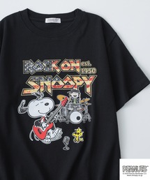 PEANUTSロックバンド半袖Tシャツ