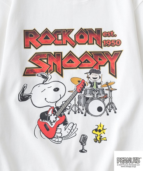 PEANUTS(ピーナッツ)の「PEANUTSロックバンド半袖Tシャツ(Tシャツ/カットソー・メンズ・ブラック/ホワイト系/オフホワイト/ブラック系・M/L/LL/S)」の10枚目の写真