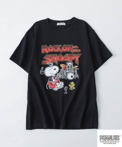 PEANUTS(ピーナッツ)の「PEANUTSロックバンド半袖Tシャツ(Tシャツ/カットソー・メンズ・ブラック/ホワイト系/オフホワイト/ブラック系・M/L/LL/S)」の8枚目の写真