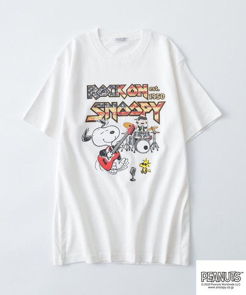 PEANUTS(ピーナッツ)の「PEANUTSロックバンド半袖Tシャツ(Tシャツ/カットソー・メンズ・ブラック/ホワイト系/オフホワイト/ブラック系・M/L/LL/S)」の6枚目の写真