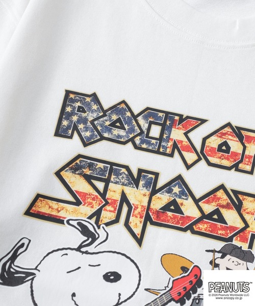 PEANUTS(ピーナッツ)の「PEANUTSロックバンド半袖Tシャツ(Tシャツ/カットソー・メンズ・ブラック/ホワイト系/オフホワイト/ブラック系・M/L/LL/S)」の7枚目の写真
