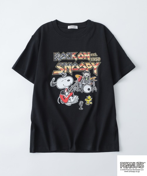PEANUTS(ピーナッツ)の「PEANUTSロックバンド半袖Tシャツ(Tシャツ/カットソー・メンズ・ブラック/ホワイト系/オフホワイト/ブラック系・M/L/LL/S)」の5枚目の写真