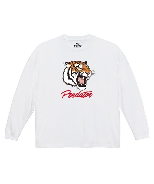 NOBOUND(ノーバウンド)の「NOBOUND(ノーバウンド) 長袖Tシャツ レディース ユニセックス タイガーイラスト プリント ビッグシルエット Tシャツ 長袖 トップス カットソー ストリート カジュアル(Tシャツ/カットソー・レディース・ブラック/ホワイト/グレイッシュブルー・S)」の2枚目の写真