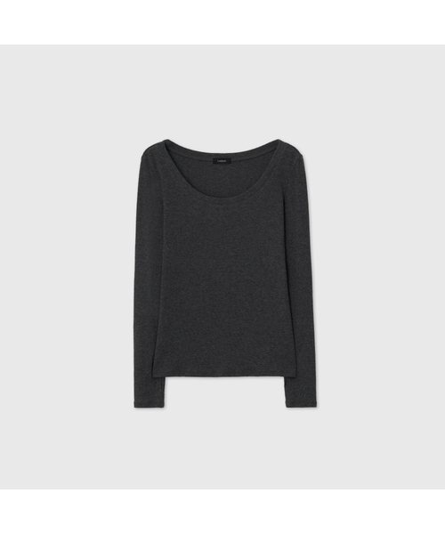 LOOKAST(ルックキャスト)の「ウールUネック セカンドスキン サムホールトップ / WOOL U-NECK SECOND-SKIN THUMBHOLE TOP_4colors(Tシャツ/カットソー・レディース・チャコールグレー/ライトグレー/アイボリー/ブラック・SMALL/MEDIUM)」の3枚目の写真