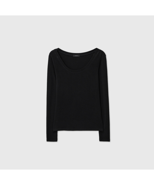 LOOKAST(ルックキャスト)の「ウールUネック セカンドスキン サムホールトップ / WOOL U-NECK SECOND-SKIN THUMBHOLE TOP_4colors(Tシャツ/カットソー・レディース・チャコールグレー/ライトグレー/アイボリー/ブラック・SMALL/MEDIUM)」の2枚目の写真
