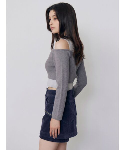 MURUA(ムルーア)の「オフショルカーデドッキングリブニット 冬服(ニット/セーター・レディース・ブラック/グレー/グリーン/ボルドー・FREE)」の21枚目の写真