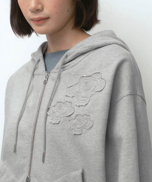 MUSINSA STANDARD WOMAN（ムシンサスタンダードウーマン）の「[オヘシオコラボ] フードパーカー ジップアップ [メランジグレー]（パーカー・レディース・その他・SMALL/MEDIUM/LARGE）」の5枚目の写真