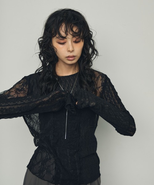 Trish(トリッシュ)の「レースパッチワークプルオーバー(Tシャツ/カットソー・レディース・アイボリー/ブラック・FREE)」の17枚目の写真