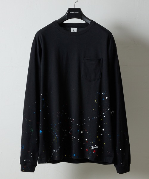 NUMBER (N)INE（ナンバーナイン）の「HAND PAINTED BASIC HEM PRINTED POCKET L/S T-SHIRT / ハンドペイント ベーシック ワンポイント ロゴプリント ポケット ロンT（Tシャツ/カットソー・メンズ・ホワイト系その他2/ブラック系その他2/グレー系その他2/ホワイト/ブラック/グレー・M/L/XL）」の3枚目の写真