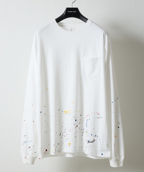 NUMBER (N)INE（ナンバーナイン）の「HAND PAINTED BASIC HEM PRINTED POCKET L/S T-SHIRT / ハンドペイント ベーシック ワンポイント ロゴプリント ポケット ロンT（Tシャツ/カットソー・メンズ・ホワイト系その他2/ブラック系その他2/グレー系その他2/ホワイト/ブラック/グレー・M/L/XL）」の7枚目の写真