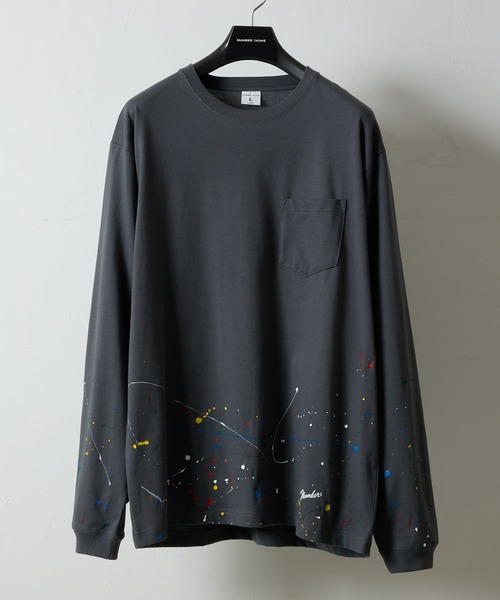 NUMBER (N)INE（ナンバーナイン）の「HAND PAINTED BASIC HEM PRINTED POCKET L/S T-SHIRT / ハンドペイント ベーシック ワンポイント ロゴプリント ポケット ロンT（Tシャツ/カットソー・メンズ・ホワイト系その他2/ブラック系その他2/グレー系その他2/ホワイト/ブラック/グレー・M/L/XL）」の19枚目の写真