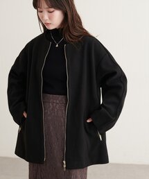 フロントZIPデザインミドルコート