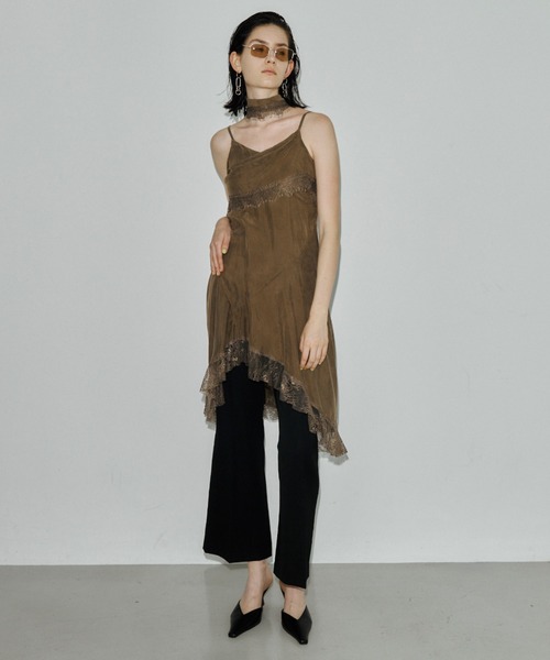 JOSE MOON(ジョゼムーン)の「LACE SCARF CAMI DRESS/レーススカーフキャミドレス(ワンピース・レディース・ブラック/ホワイト/カーキ・38/36)」の3枚目の写真