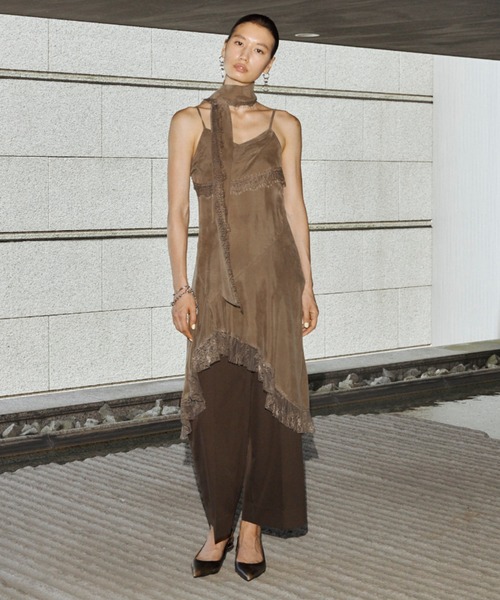 JOSE MOON(ジョゼムーン)の「LACE SCARF CAMI DRESS/レーススカーフキャミドレス(ワンピース・レディース・ブラック/ホワイト/カーキ・38/36)」の14枚目の写真