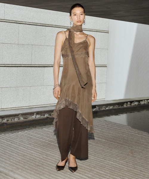 JOSE MOON(ジョゼムーン)の「LACE SCARF CAMI DRESS/レーススカーフキャミドレス(ワンピース・レディース・ブラック/ホワイト/カーキ・38/36)」の15枚目の写真