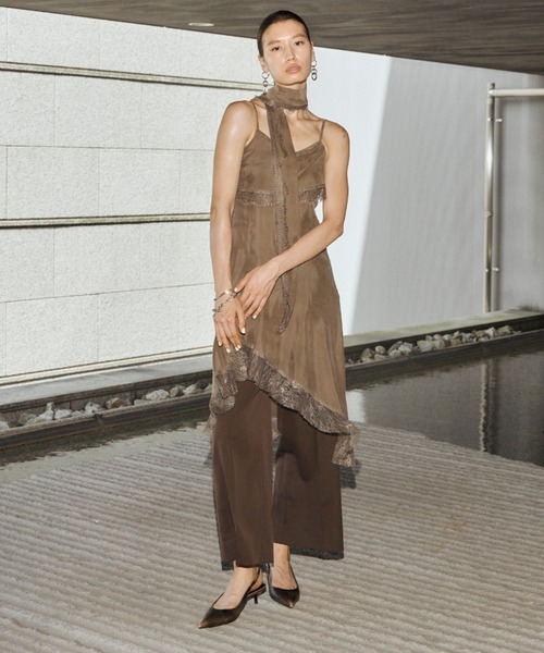 JOSE MOON(ジョゼムーン)の「LACE SCARF CAMI DRESS/レーススカーフキャミドレス(ワンピース・レディース・ブラック/ホワイト/カーキ・38/36)」の16枚目の写真