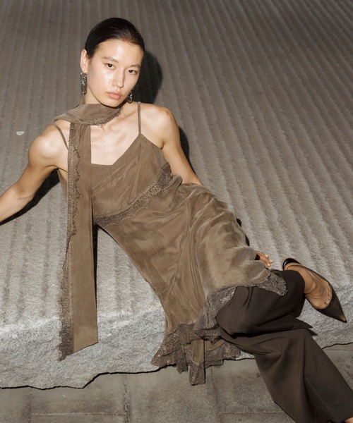 JOSE MOON(ジョゼムーン)の「LACE SCARF CAMI DRESS/レーススカーフキャミドレス(ワンピース・レディース・ブラック/ホワイト/カーキ・38/36)」の18枚目の写真