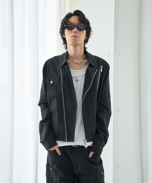 VI E DIT(ヴィエディット)の「Frame Zip Jacket/フレイムジップジャケット/セットアップで着用可能(ブルゾン・メンズ・ブラック/ブラック系その他・2/1)」の1枚目の写真