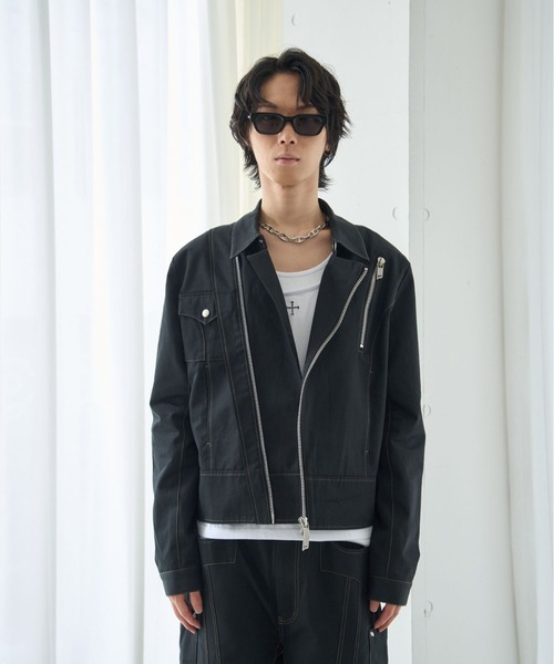 VI E DIT(ヴィエディット)の「Frame Zip Jacket/フレイムジップジャケット/セットアップで着用可能(ブルゾン・メンズ・ブラック/ブラック系その他・2/1)」の8枚目の写真