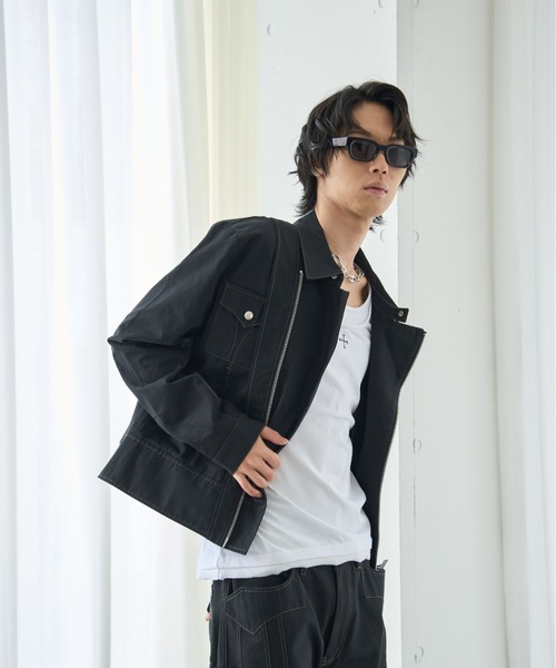 VI E DIT(ヴィエディット)の「Frame Zip Jacket/フレイムジップジャケット/セットアップで着用可能(ブルゾン・メンズ・ブラック/ブラック系その他・2/1)」の7枚目の写真
