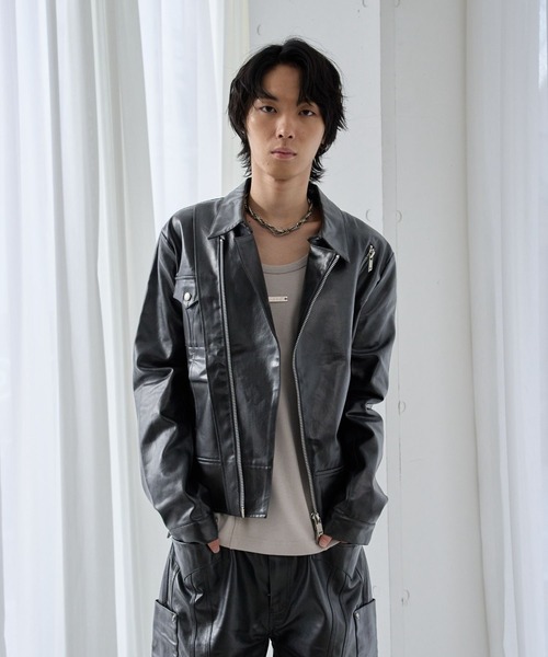 VI E DIT(ヴィエディット)の「Frame Zip Jacket/フレイムジップジャケット/セットアップで着用可能(ブルゾン・メンズ・ブラック/ブラック系その他・2/1)」の5枚目の写真