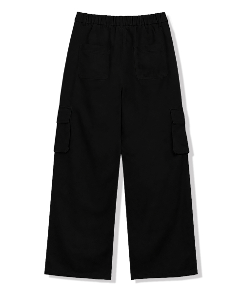 NTET(エンティーイーティー)の「カーゴ ストリング ワイド チノパンツ (ブラック)(スウェットパンツ・メンズ・ブラック・MEDIUM/LARGE/X-LARGE)」の3枚目の写真