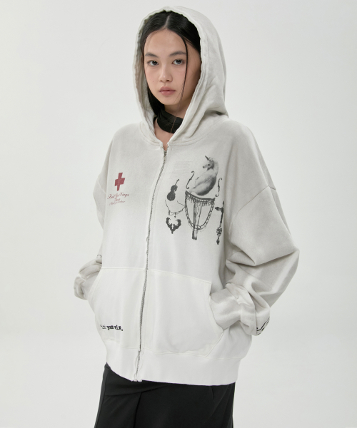 FLAREUP(フレアアップ)の「ダーティウォッシュドジップパーカー (FL-066_オフホワイト)(パーカー・レディース・ホワイト・OS)」の8枚目の写真