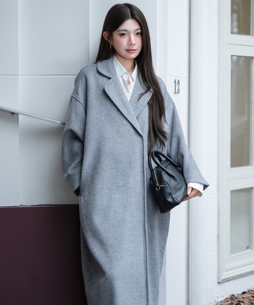 by LEGNA(バイレグナ)の「【選べる着丈】 ウールブレンドチェスターコート(チェスターコート・レディース・ネイビー/グレー/ブラウン/キャメル・ロング丈/ミディアム丈)」の12枚目の写真