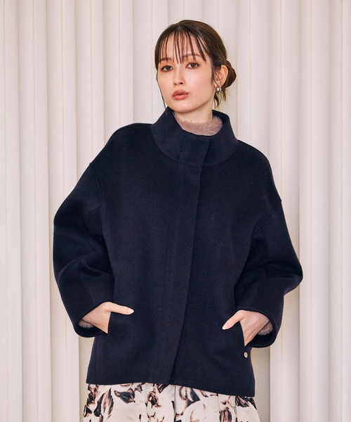 Audie a Muses（オーディアミューズ）の「スタインドカラーウールジャケット（その他アウター・レディース・ネイビー/ブラウン/ピンク・FREE/36）」の8枚目の写真