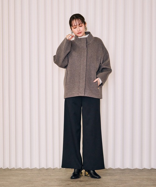 Audie a Muses（オーディアミューズ）の「スタインドカラーウールジャケット（その他アウター・レディース・ネイビー/ブラウン/ピンク・FREE/36）」の12枚目の写真
