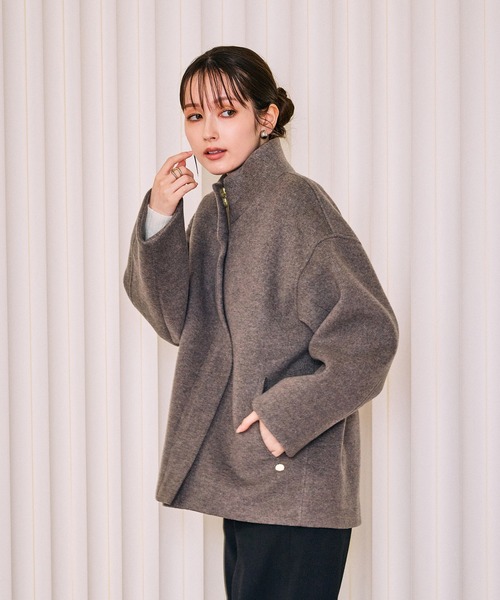 Audie a Muses（オーディアミューズ）の「スタインドカラーウールジャケット（その他アウター・レディース・ネイビー/ブラウン/ピンク・FREE/36）」の15枚目の写真
