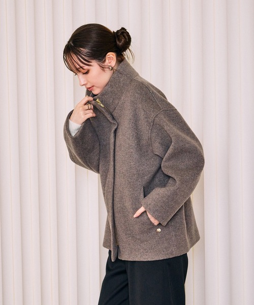 Audie a Muses（オーディアミューズ）の「スタインドカラーウールジャケット（その他アウター・レディース・ネイビー/ブラウン/ピンク・FREE/36）」の16枚目の写真