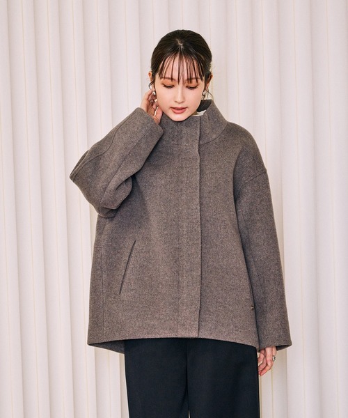 Audie a Muses（オーディアミューズ）の「スタインドカラーウールジャケット（その他アウター・レディース・ネイビー/ブラウン/ピンク・FREE/36）」の18枚目の写真