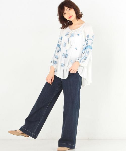 Another Edition（アナザーエディション）の「レーヨン刺繍ブラウス/AEBC Ry EMBR BL◆（シャツ/ブラウス・レディース・オフホワイト/マスタード・FREE）」の7枚目の写真