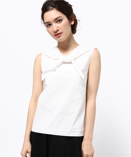 N.（N. Natural Beauty Basic）（エヌエヌナチュラルビューティーベーシック）の「コットンボイルスカーフ風ブラウス（シャツ/ブラウス・レディース・ネイビー/ホワイト/レッド・MEDIUM）」の12枚目の写真