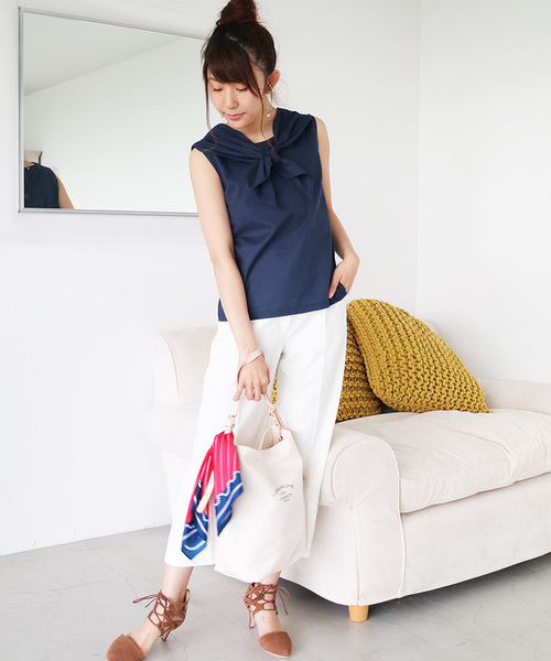 N.（N. Natural Beauty Basic）（エヌエヌナチュラルビューティーベーシック）の「コットンボイルスカーフ風ブラウス（シャツ/ブラウス・レディース・ネイビー/ホワイト/レッド・MEDIUM）」の20枚目の写真