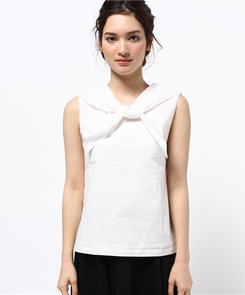 N.（N. Natural Beauty Basic）（エヌエヌナチュラルビューティーベーシック）の「コットンボイルスカーフ風ブラウス（シャツ/ブラウス・レディース・ネイビー/ホワイト/レッド・MEDIUM）」の4枚目の写真