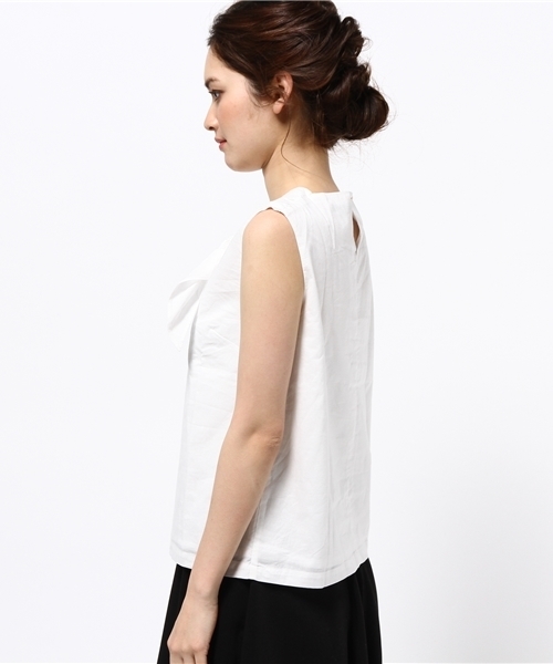 N.（N. Natural Beauty Basic）（エヌエヌナチュラルビューティーベーシック）の「コットンボイルスカーフ風ブラウス（シャツ/ブラウス・レディース・ネイビー/ホワイト/レッド・MEDIUM）」の5枚目の写真