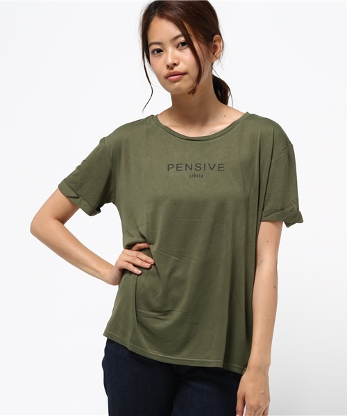 archives（アルシーヴ）の「バンブー 天竺ロゴT（Tシャツ/カットソー・レディース・オフホワイト/ブラック/カーキ・MEDIUM）」の3枚目の写真