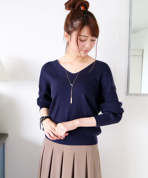 N.（N. Natural Beauty Basic）（エヌエヌナチュラルビューティーベーシック）の「ウールベーシックニット（ニット/セーター・レディース・ホワイト/レッド/ベージュ/イエロー/ネイビー/グレー・MEDIUM）」の4枚目の写真