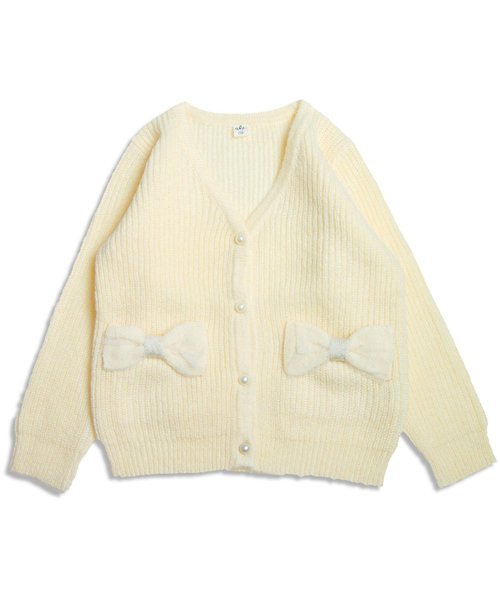 apres les cours（アプレレクール）の「ニットロングカーデ（カーディガン/ボレロ・キッズ・アイボリー/グレー・110/130/80/140/100/120/90）」の4枚目の写真