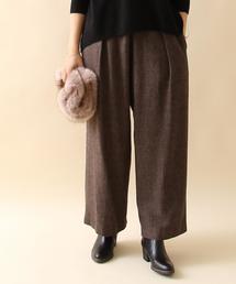 coen | ウォッシャブルウールヘリンボンワイドパンツ(その他パンツ)